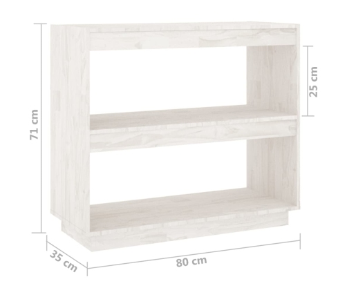 vidaXL Estantería de madera maciza de pino blanco 80x35x71 cm