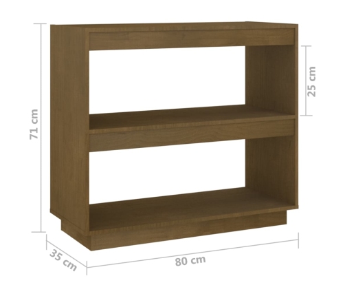 Estantería de madera maciza de pino marrón miel 80x35x71 cm