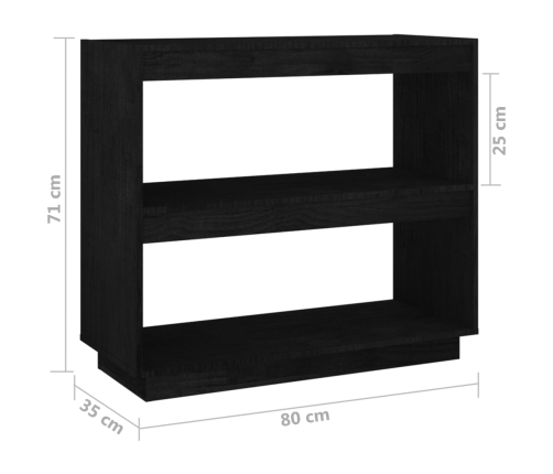 Estantería de madera maciza de pino negra 80x35x71 cm