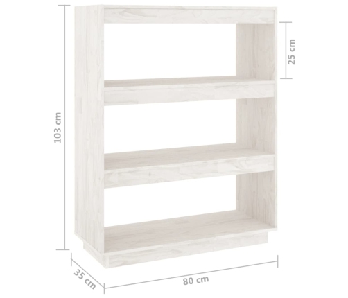 vidaXL Estantería/divisor de espacios madera pino blanco 80x35x103 cm