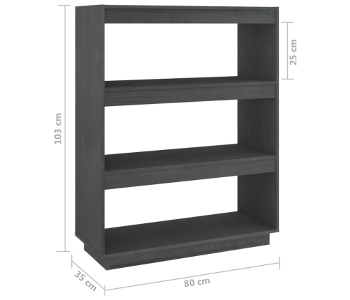 Estantería/divisor de espacios madera de pino gris 80x35x103 cm