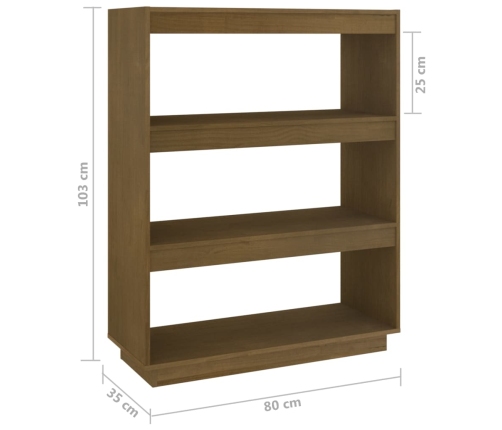 Estantería/divisor espacio madera pino marrón miel 80x35x103 cm