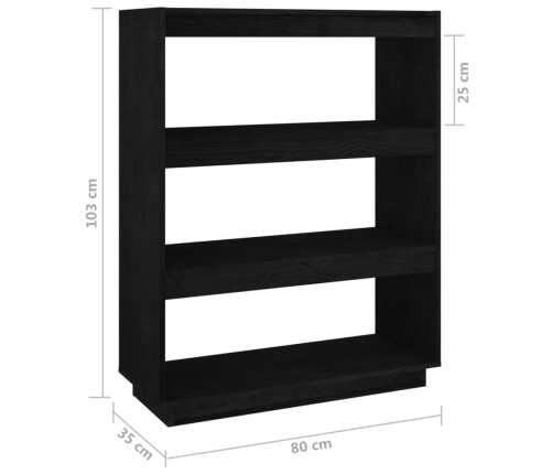 Estantería/divisor de espacios madera pino negro 80x35x103 cm