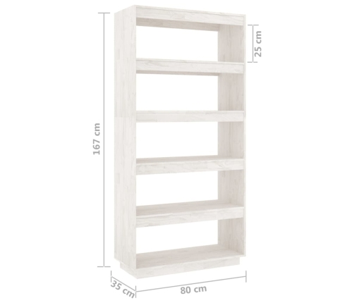 vidaXL Estantería/divisor de espacios pino blanco 80x35x167 cm