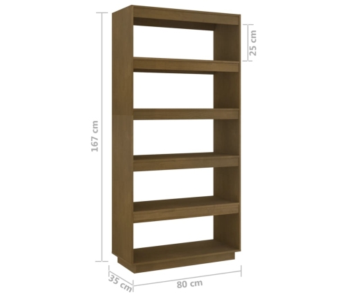 Estantería/divisor de espacios pino marrón miel 80x35x167 cm