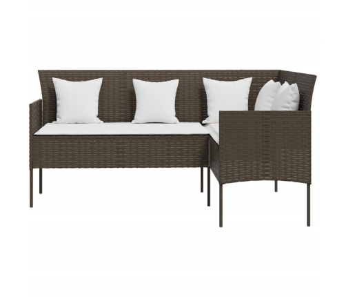Set de sofás forma de L 5 pzas cojines ratán sintético marrón