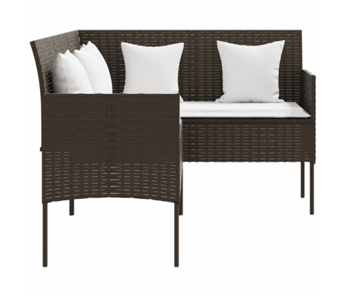 Set de sofás forma de L 5 pzas cojines ratán sintético marrón