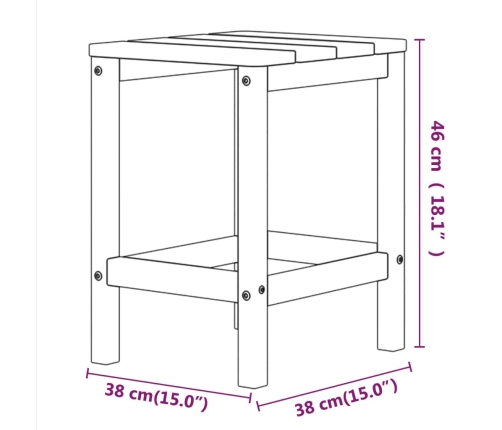 Mesa de jardín Adirondack HDPE blanca 38x38x46 cm