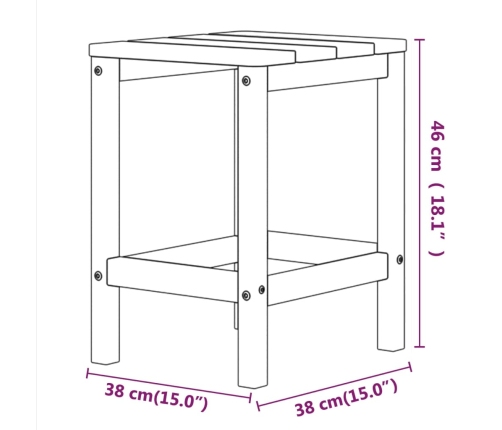 vidaXL Mesa de jardín Adirondack HDPE azul agua 38x38x46 cm