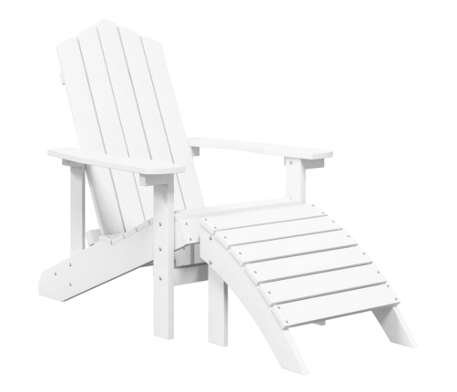 Silla de jardín Adirondack con reposapiés HDPE blanco