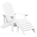 Silla de jardín Adirondack con reposapiés HDPE blanco