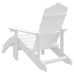 Silla de jardín Adirondack con reposapiés HDPE blanco