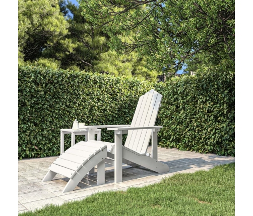 Silla de jardín Adirondack con reposapiés HDPE blanco