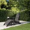 vidaXL Silla de jardín Adirondack con reposapiés HDPE antracita