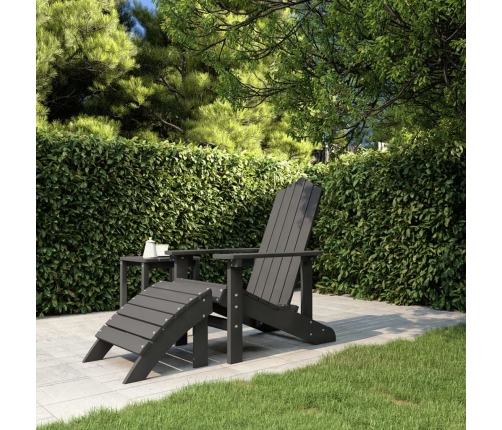 vidaXL Silla de jardín Adirondack con reposapiés HDPE antracita