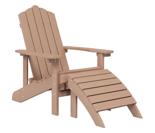 Silla de jardín Adirondack con reposapiés HDPE marrón