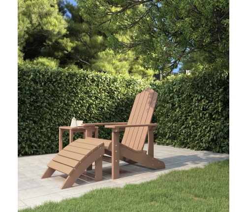 Silla de jardín Adirondack con reposapiés HDPE marrón