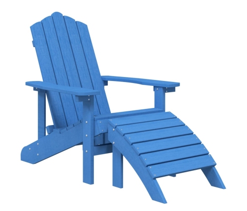 Silla de jardín Adirondack con reposapiés HDPE azul agua