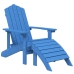 Silla de jardín Adirondack con reposapiés HDPE azul agua