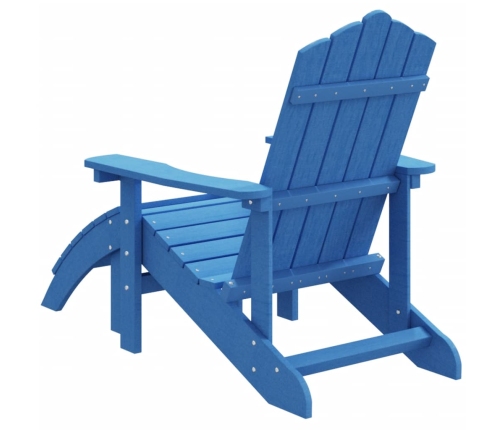 vidaXL Silla de jardín Adirondack con reposapiés HDPE azul agua