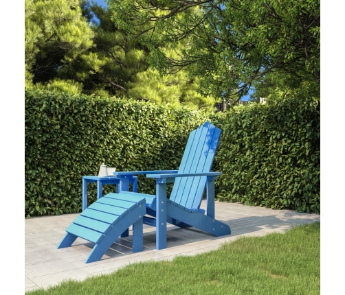 Silla de jardín Adirondack con reposapiés HDPE azul agua