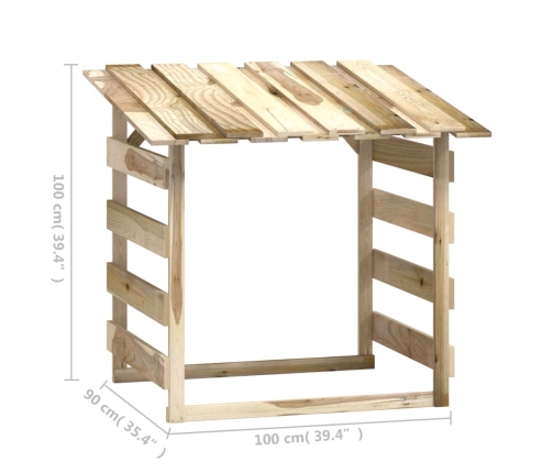 Pérgola con techo madera de pino impregnada 100x90x100 cm