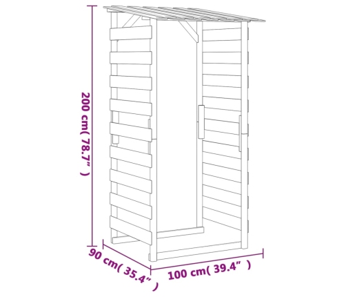 Pérgola con techo madera de pino impregnada 100x90x200 cm