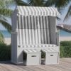 vidaXL Silla playa Strandkorb dosel ratán sintético madera gris blanco