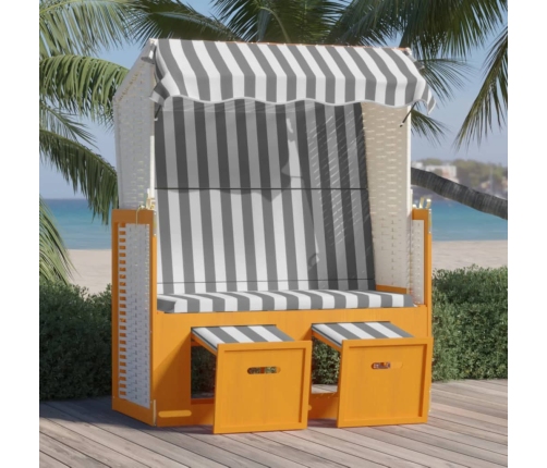 Silla playa Strandkorb dosel ratán sintético madera blanco gris