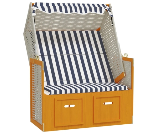 Silla playa Strandkorb dosel ratán sintético madera blanco azul