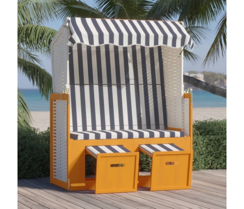 Silla playa Strandkorb dosel ratán sintético madera blanco azul