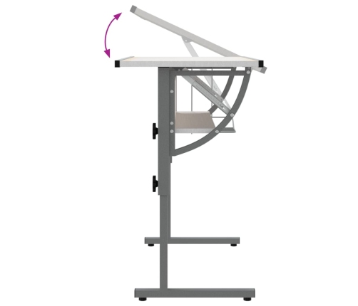 Mesa de dibujo madera y acero blanco y gris 110x53x(58-87) cm