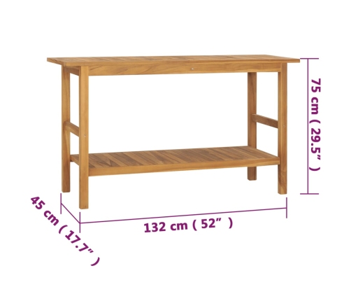 Mueble de baño madera maciza de teca 132x45x75 cm