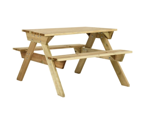 Mesa de picnic con bancos 110x123x73 cm madera pino impregnada