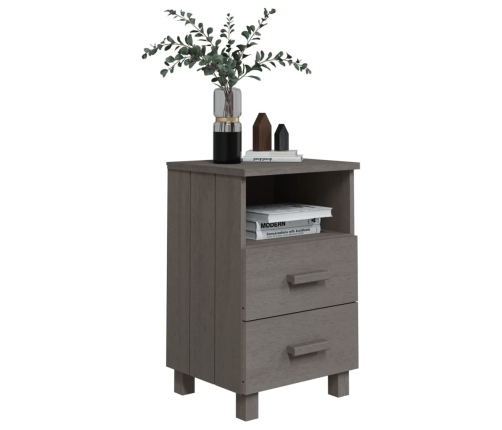 vidaXL Mesita de noche HAMAR madera pino maciza gris claro 40x35x62 cm