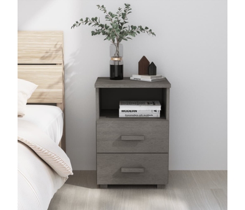 vidaXL Mesita de noche HAMAR madera pino maciza gris claro 40x35x62 cm