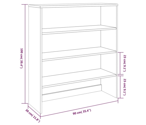 Aparador superior HAMAR pino macizo marrón miel 90x30x100 cm