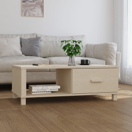 Mesa de centro HAMAR madera maciza pino marrón miel 100x55x35cm