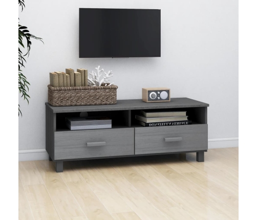 Mueble de TV HAMAR madera maciza pino gris oscuro 106x40x40 cm