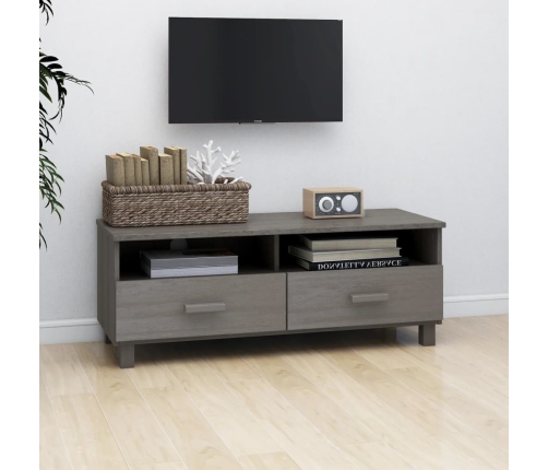 Mueble de TV HAMAR madera maciza pino gris claro 106x40x40 cm