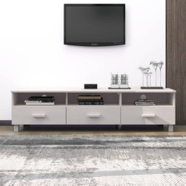 Mueble de TV HAMAR madera maciza de pino blanco 158x40x40 cm