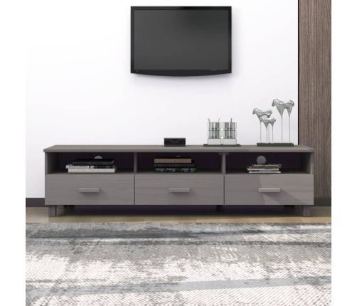 Mueble de TV HAMAR madera maciza de pino gris claro 158x40x40