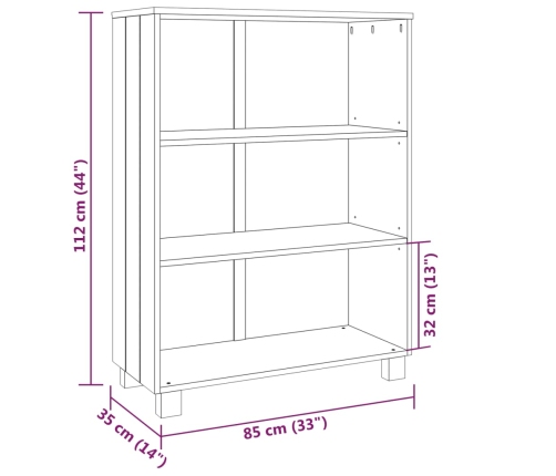 vidaXL Estantería HAMAR madera pino maciza marrón miel 85x35x112 cm