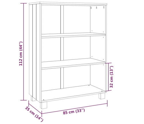 Estantería HAMAR madera maciza pino gris oscuro 85x35x112 cm