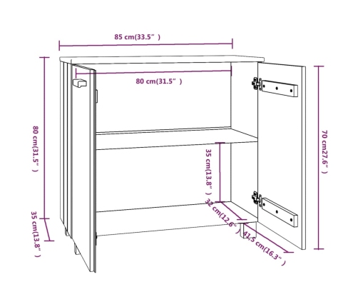 Aparador HAMAR madera de pino maciza marrón miel 85x35x80 cm