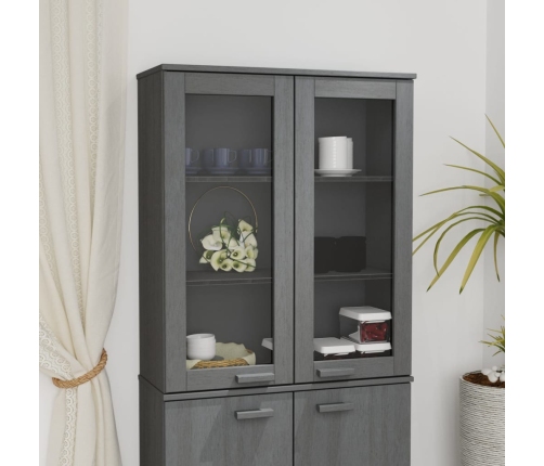 Aparador superior HAMAR pino macizo gris oscuro 85x35x100 cm