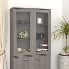 Aparador superior HAMAR pino macizo gris claro 85x35x100 cm