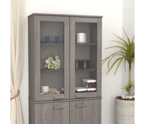 Aparador superior HAMAR pino macizo gris claro 85x35x100 cm