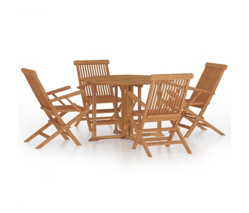 Set de comedor de jardín plegable 5 pzas madera maciza de teca