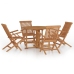 Set de comedor de jardín plegable 5 pzas madera maciza de teca